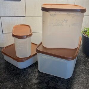 Vintage Modular Mates Brown and White Storage Containers by Tupperware s…